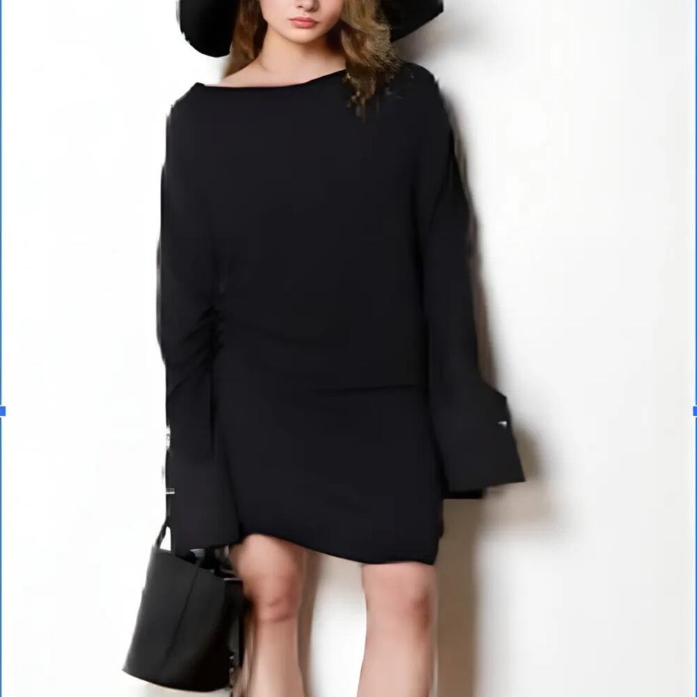 Caara Black Mixed Material Heidi Dress - M